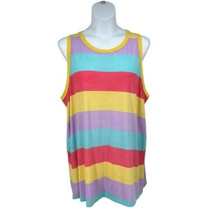 Torrid Size 3 Rainbow Stripe Tank Top Colorful Sleeveless Soft Plus